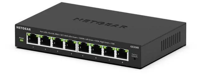Netgear GS308E 8-Port Gigabit Ethernet Easy Smart Managed Essentials Switch GS308E-400NAS