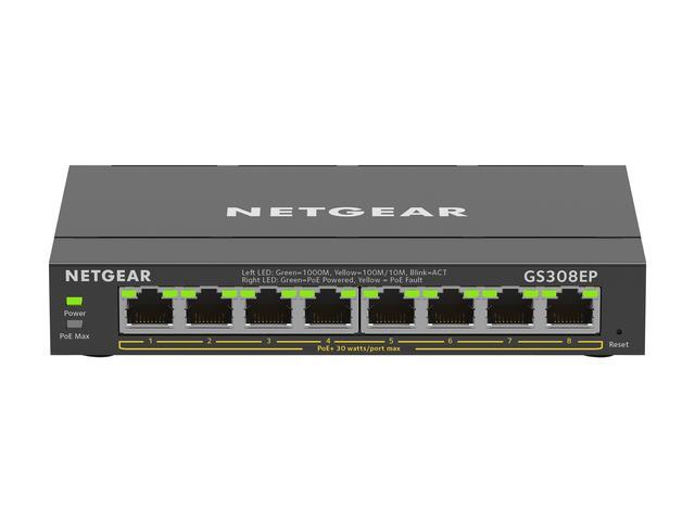 Netgear GS308EP 8-Port Gigabit Ethernet PoE+ Smart Managed Plus Switch (62W) GS308EP-100NAS