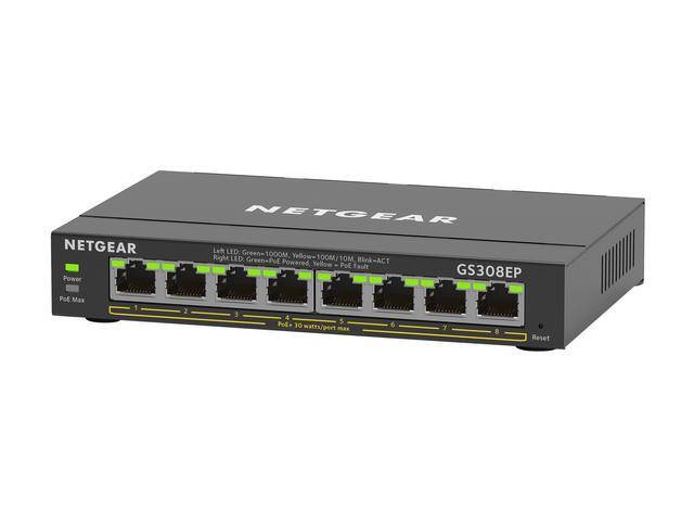 Netgear GS308EP 8-Port Gigabit Ethernet PoE+ Smart Managed Plus Switch (62W) GS308EP-100NAS