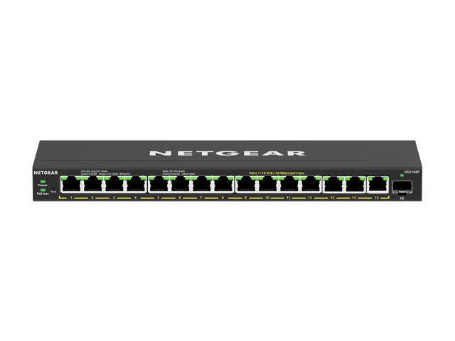 Netgear GS316EP 16-Port PoE+ Gigabit Ethernet Plus Switch 180W With 1 SFP Port GS316EP-100NAS