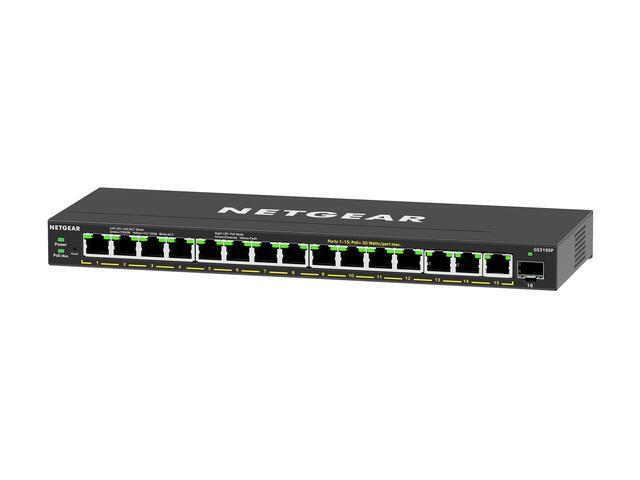 Netgear GS316EP 16-Port PoE+ Gigabit Ethernet Plus Switch 180W With 1 SFP Port GS316EP-100NAS