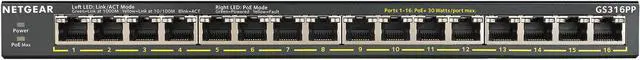Netgear GS316PP 16-Port Gigabit Ethernet Unmanaged PoE+ Switch with FlexPoE (183W) GS316PP-100NAS