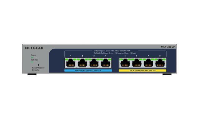 Netgear MS108EUP 8-port Multi-Gigabit (2.5G) Ethernet Ultra 60 PoE++ Easy Smart Managed Switch MS108EUP-100NAS