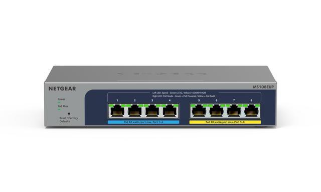 Netgear MS108EUP 8-port Multi-Gigabit (2.5G) Ethernet Ultra 60 PoE++ Easy Smart Managed Switch MS108EUP-100NAS