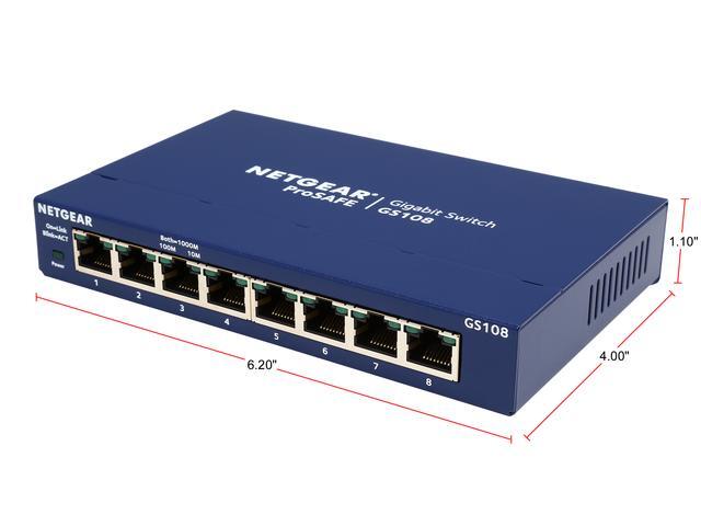 Netgear ProSafe GS108 8-Port Gigabit Ethernet Unmanaged Switch GS108-400NAS