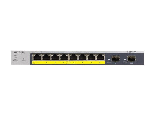 Netgear ProSafe GS110TP 8-Port Gigabit PoE+ Ethernet Smart Switch With 2 SFP Ports And Cloud Management (55W) GS110TP-300NAS