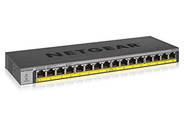 Netgear ProSafe GS116LP 16-Port Gigabit Ethernet Unmanaged PoE+ Switch With FlexPoE (76W) GS116LP-100NAS