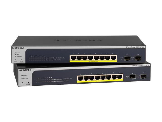 Netgear ProSafe GS510TPP 8-Port PoE+ Gigabit Smart Managed Switch With 2 SFP Ports GS510TPP-100NAS