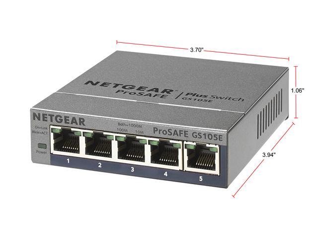 Netgear ProSafe Plus GS105E 5-Port Gigabit Ethernet Switch GS105E-200NAS