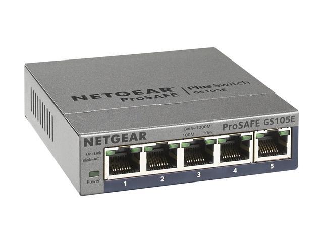 Netgear ProSafe Plus GS105E 5-Port Gigabit Ethernet Switch GS105E-200NAS