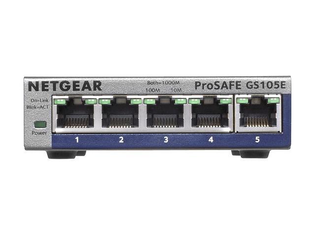 Netgear ProSafe Plus GS105E 5-Port Gigabit Ethernet Switch GS105E-200NAS