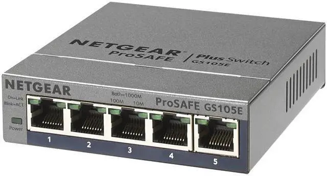 Netgear ProSafe Plus GS105E 5-Port Gigabit Ethernet Switch GS105E-200NAS
