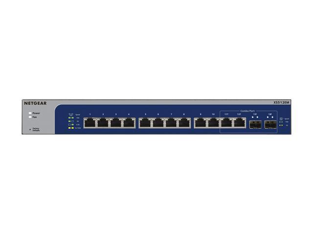 Netgear XS512EM 12-Port 10-Gigabit/Multi-Gigabit Ethernet Smart Managed Plus Switch With 2 SFP+ Combo Ports XS512EM-100NAS