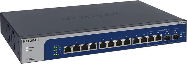 Netgear XS512EM 12-Port 10-Gigabit/Multi-Gigabit Ethernet Smart Managed Plus Switch with 2 SFP+ Combo Ports XS512EM-100NAS
