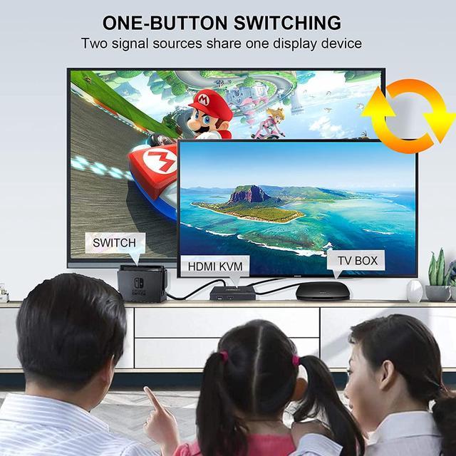 [New] KVM Switch HDMI 2 Ports 4K 30Hz HDMI And USB Switch For 2 Computer Share One Set Of Keyboard Mouse And 1 UHD Monitor Support Hotkey Switch With 2 HDMI Cable And 2 USB Cable