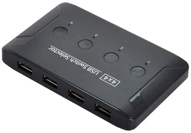 NFHK KVM USB 2.0 Switch Selector 4 Port PCs Sharing 4 Devices for Keyboard Mouse Scanner Printer