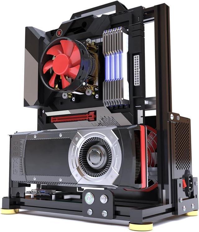 Open Air Computer Case PC Test Bench ITX Motherboard Chassis Aluminum Bracket DIY Builiding Bare Frame Support ATX Power Supply 120 Liquid Cooling