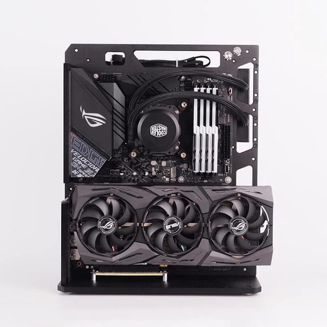 PC Case All Aluminum Open Air Test Bench Compatible ATX MATX ITX Motherboard Computer Cooling Vertical Personalized Chassis Black