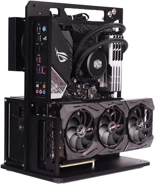 PC Case All Aluminum Open Air Test Bench Compatible ATX MATX ITX Motherboard Computer Cooling Vertical Personalized Chassis Black