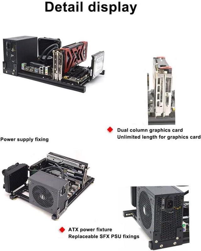 PC Case Open Frame ITX Computer Chassis Rack Horizontal DIY Computer Case Desktop Aluminum Bracket Support ATX Power Supply