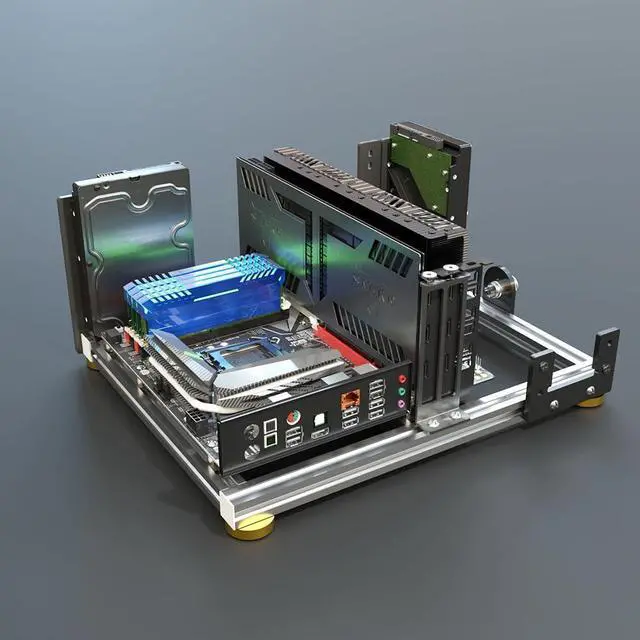 PC Case Test Bench ITX Motherboard Open Style Computer Chassis Aluminum Support Water Cooling ATX Power Supply