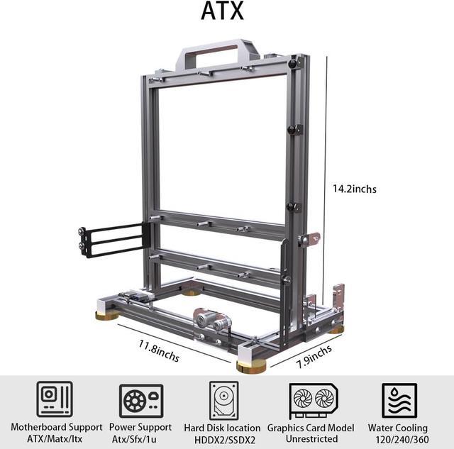 PC Chassis Desktop Computer Open Case Well Cooled Chassis Aluminum Material Test Bench Includes Type-C Support Motherboard (ATX)