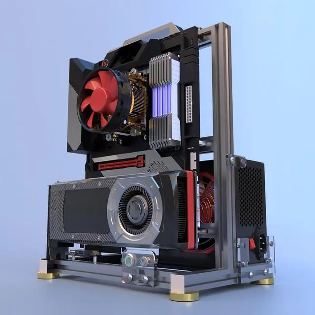PC Chassis Desktop Computer Open Case Well Cooled Chassis Aluminum Material Test Bench includes Type-C Support Motherboard (ATX)