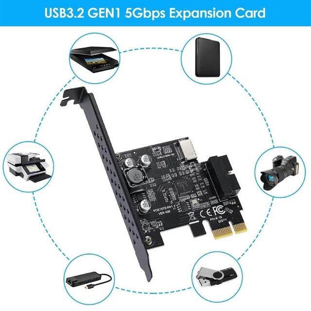 PCI-E 1X To USB3.2 Expansion Card PCI-Express 3.0 Riser Card USB 3.2 Gen1 TYPE-EA-KEYUSB 3.0 20Pin Connector