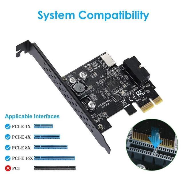 PCI-E 1X To USB3.2 Expansion Card PCI-Express 3.0 Riser Card USB 3.2 Gen1 TYPE-EA-KEYUSB 3.0 20Pin Connector