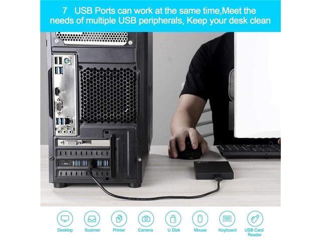 PCI-E To USB 3.0 7-Port(2X USB-C - 5X USB-A ) Expansion Card PCI Express USB Add In Card Internal USB3 Hub Converter For Desktop PC Host Card Support Windows 10/8/7/XP And MAC OS 10.8.2 Above