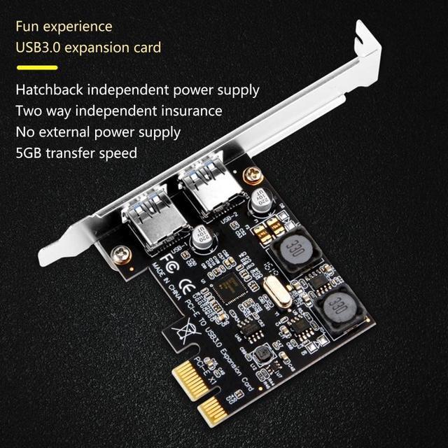 PCI-E To USB 3.0 Adapter 2-Ports 5Gbps Self-Powered USB 3.0 PCI E Expansion Card PCI Express USB Card For Desktop