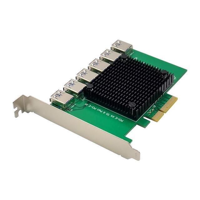 PCI-E X4 Usb3.0 To 6x PCIE X1 Conversion Expansion Card Asm1812 Chipset Support 2.5G/ 5G Transfer Driver