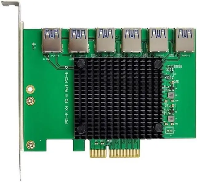 PCI-E X4 Usb3.0 to 6x PCIE X1 Conversion Expansion Card Asm1812 Chipset Support 2.5G/ 5G Transfer Driver
