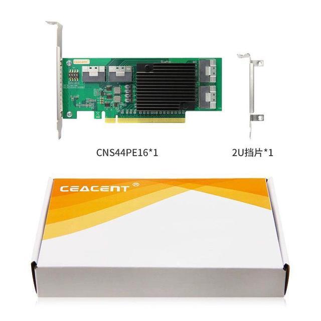 PCI Express X16 To 4*SlimSAS 8X Expander 8*U.2 NVMe SSD Adapter With SFF-8654 74 Pin Connector And Broadcom PLX8748 Chipset For Servers