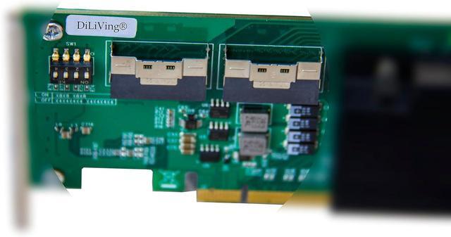 PCI Express X16 To 4*SlimSAS 8X Expander 8*U.2 NVMe SSD Adapter With SFF-8654 74 Pin Connector And Broadcom PLX8748 Chipset For Servers