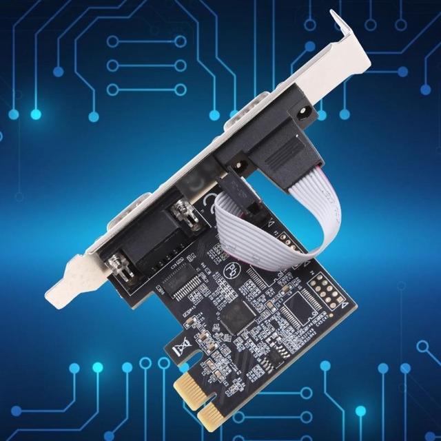 PCIE 2 Port Serial Expansion Card PCI For Express PCI-E To Industrial DB9 X2 Serial RS232 COM Port Adapter AX99100 Chip