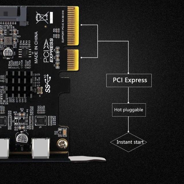 PCIE 3.0 To USB 3.1 Dual 10Gbps Type-C Ports 2 Ports USB3.1 To PCIE Card Controller Riser Card Expansion Adapter