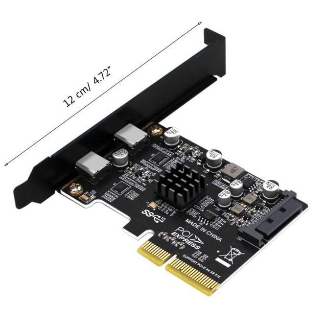 PCIE 3.0 To USB 3.1 Dual 10Gbps Type-C Ports 2 Ports USB3.1 To PCIE Card Controller Riser Card Expansion Adapter