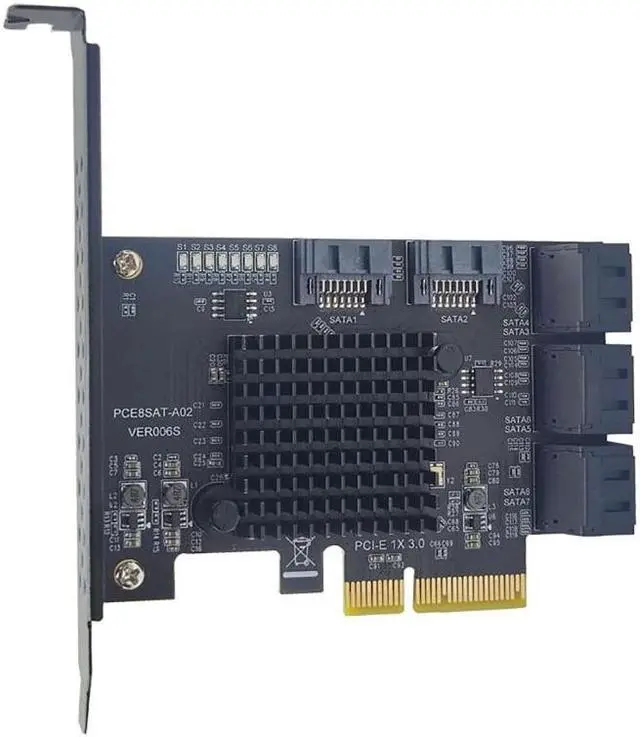 PCIE 4X SATA Card 8 Ports 6Gbps PCIExpress 3.0 to SATA 3.0 Controller Expansion Card Low Profile Bracket SATA Cable