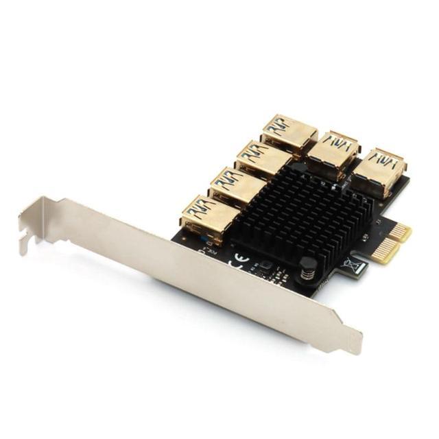 PCIe Converter PCI Express Multiplier Riser Card PCIE 1 To 6 External 16X Slot USB 3.0 Adapter Card For Desktop Computer