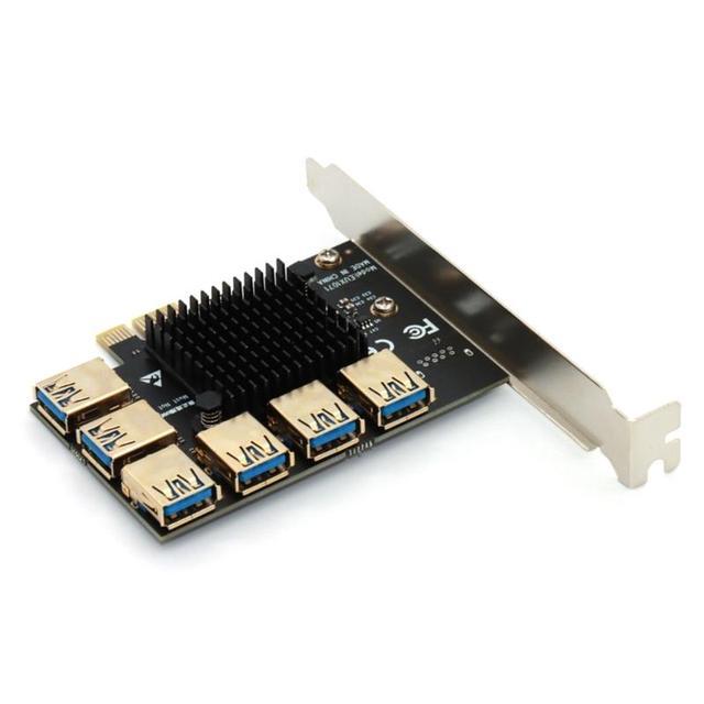 PCIe Converter PCI Express Multiplier Riser Card PCIE 1 To 6 External 16X Slot USB 3.0 Adapter Card For Desktop Computer