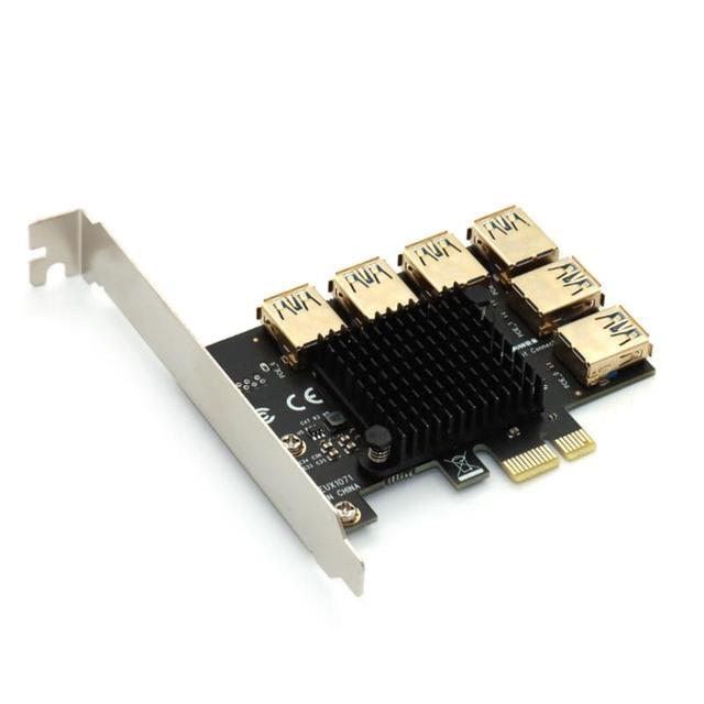 PCIe Converter PCI Express Multiplier Riser Card PCIE 1 To 6 External 16X Slot USB 3.0 Adapter Card For Desktop Computer
