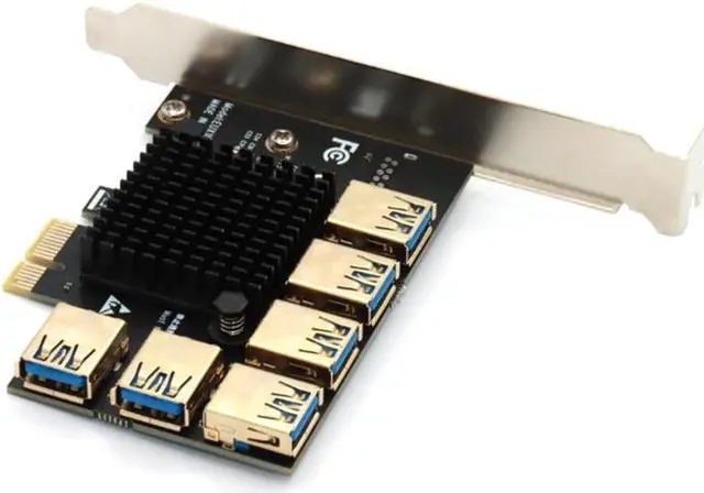 PCIe Converter PCI Express Multiplier Riser Card PCIE 1 to 6 External 16X Slot USB 3.0 Adapter Card for Desktop Computer