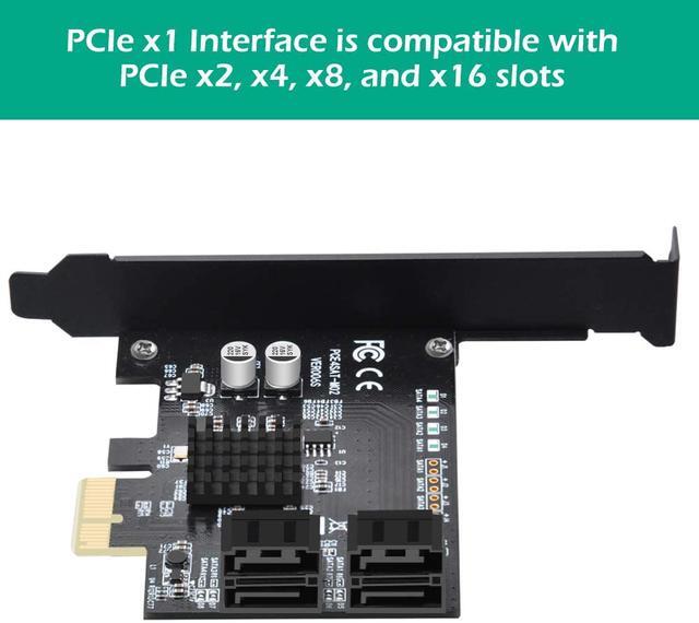PCIe SATA Card 4 Ports 6 Gbps SATA 3.0 PCIe Card PCIe To SATA Controller Expansion Card SATA 3.0 Non-Raid Can Be Use As System Boot Disk Support SSD/HDD Hard Disk