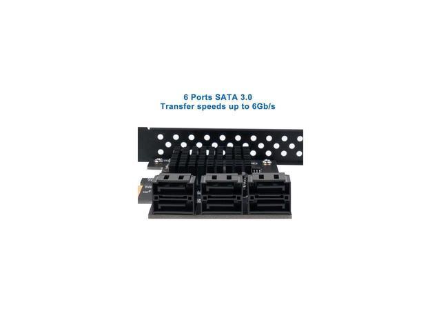 PCIe SATA Card 6 Port With 6 SATA Cables And A SATA Power Splitter Cable 6 Gb/s PCIe SATA Controller Expression Card With Low Profile Bracket Boot As System Disk Support 6 SATA 3.0 Devices