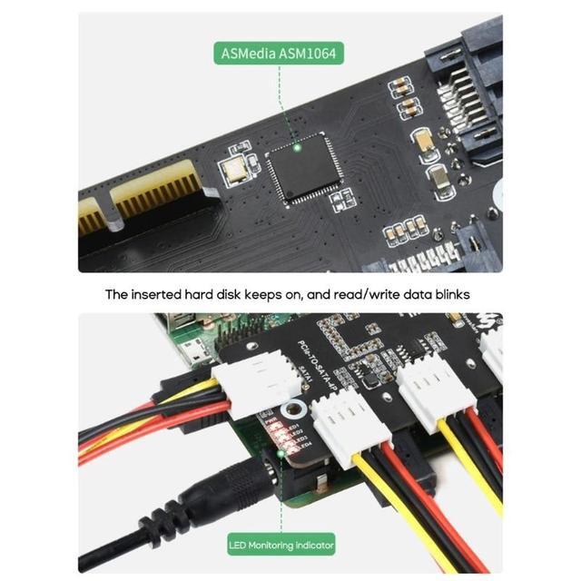 PCIE To SATA Adapter PCIE To SATA3.0 Expansion Card 4Port SATA3.0 Expansion Card Adapter 6Gbps Speed SATA Interface