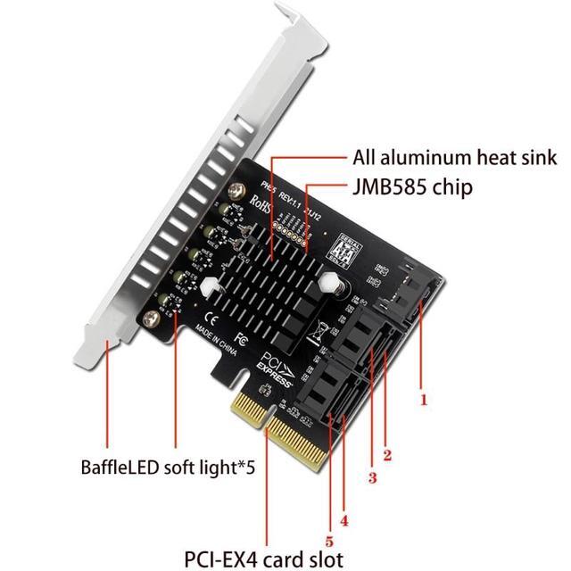 PCIe To SATA3.0 Controller Card 6Gbps Internal Adapter Card Computer Expansion Card With Over Voltage Protection