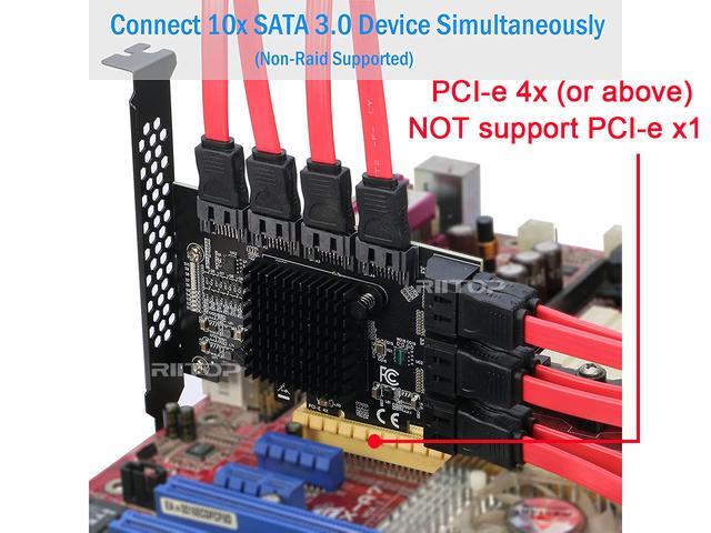 PCIe X4 SATA Card 10 Port SATA 6Gbps Controller Expansion Card With Low Profile Bracket Support 10 SATA 3.0 Devices