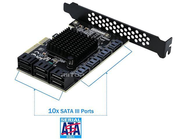 PCIe X4 SATA Card 10 Port SATA 6Gbps Controller Expansion Card With Low Profile Bracket Support 10 SATA 3.0 Devices