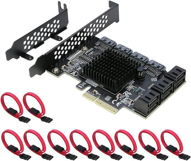 PCIe x4 SATA Card 10 Port SATA 6Gbps Controller Expansion Card with Low Profile Bracket Support 10 SATA 3.0 Devices